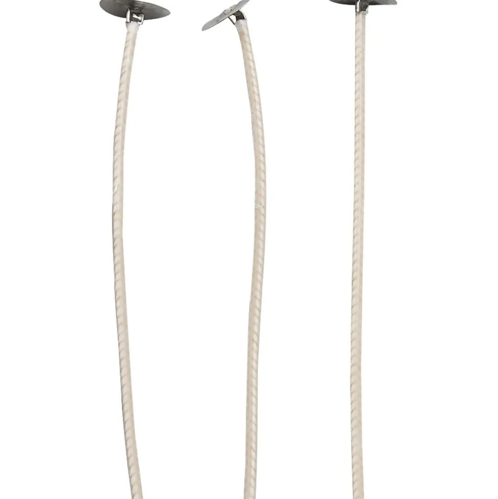 Vekar för ljus i behållare, Lämplig för behållare med en diameter på 20–65 mm, L: 10 cm, tjocklek 2 mm, 50 st./ 1 förp.