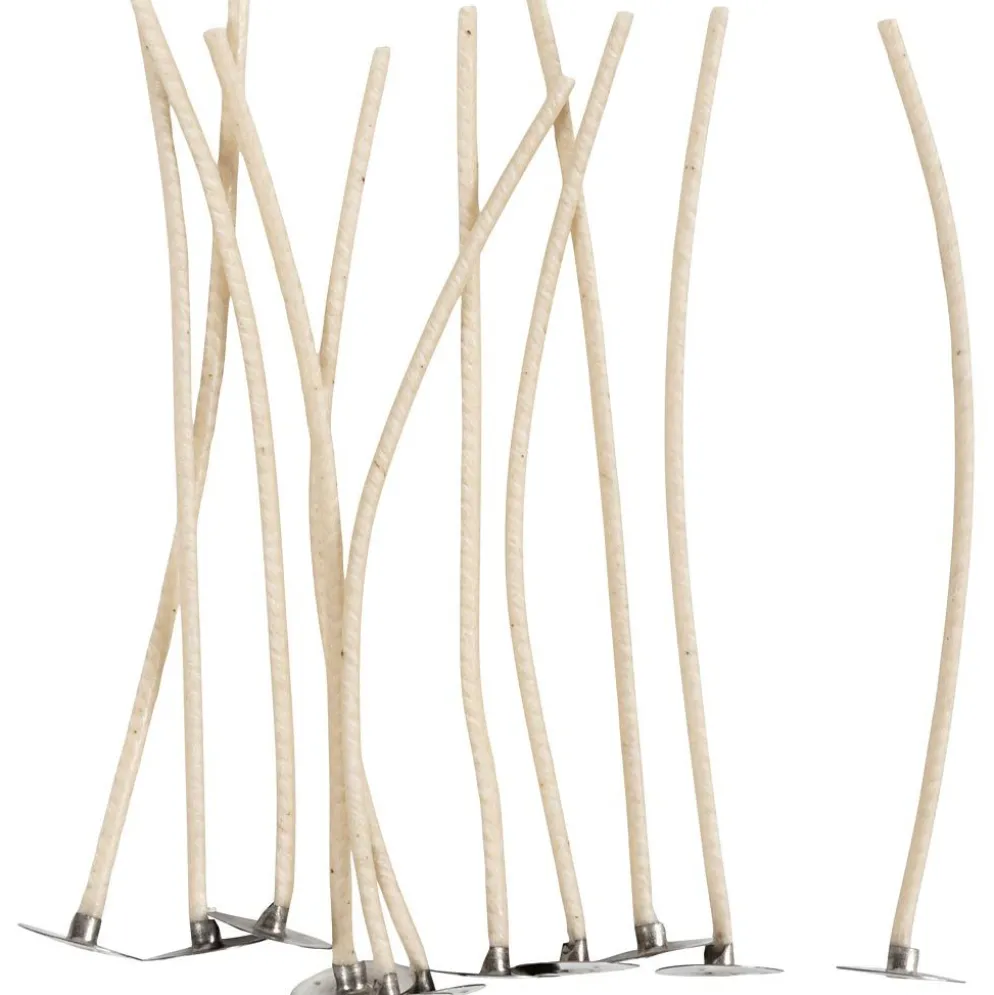 Vekar för ljus i behållare, Lämplig för behållare med en diameter på 20–65 mm, L: 110 mm, tjocklek 2 mm, 10 st./ 1 förp.