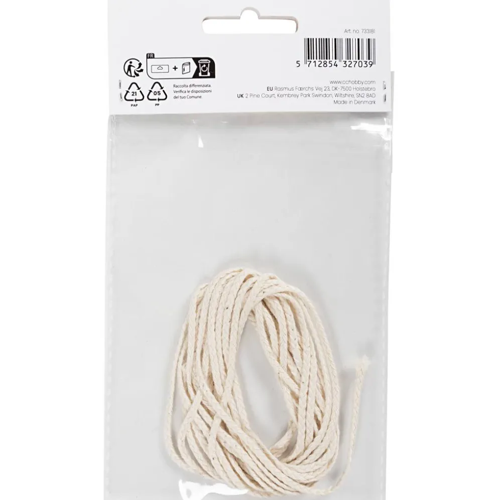 Veke, Lämplig för ljus stöpta i dopp (dia. 15–22 mm) och ljus stöpta i form (40–60 mm), 100 g, 3 m/ 1 förp.