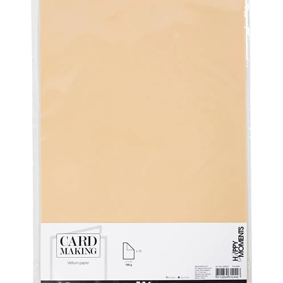 Vellumpapper, A4, ark 210x297 mm, 100 g, natur, 10 ark/ 1 förp.