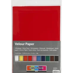 Velourpapper, A4, ark 210x297 mm, 140 g, mixade färger, 10 ark/ 1 förp.