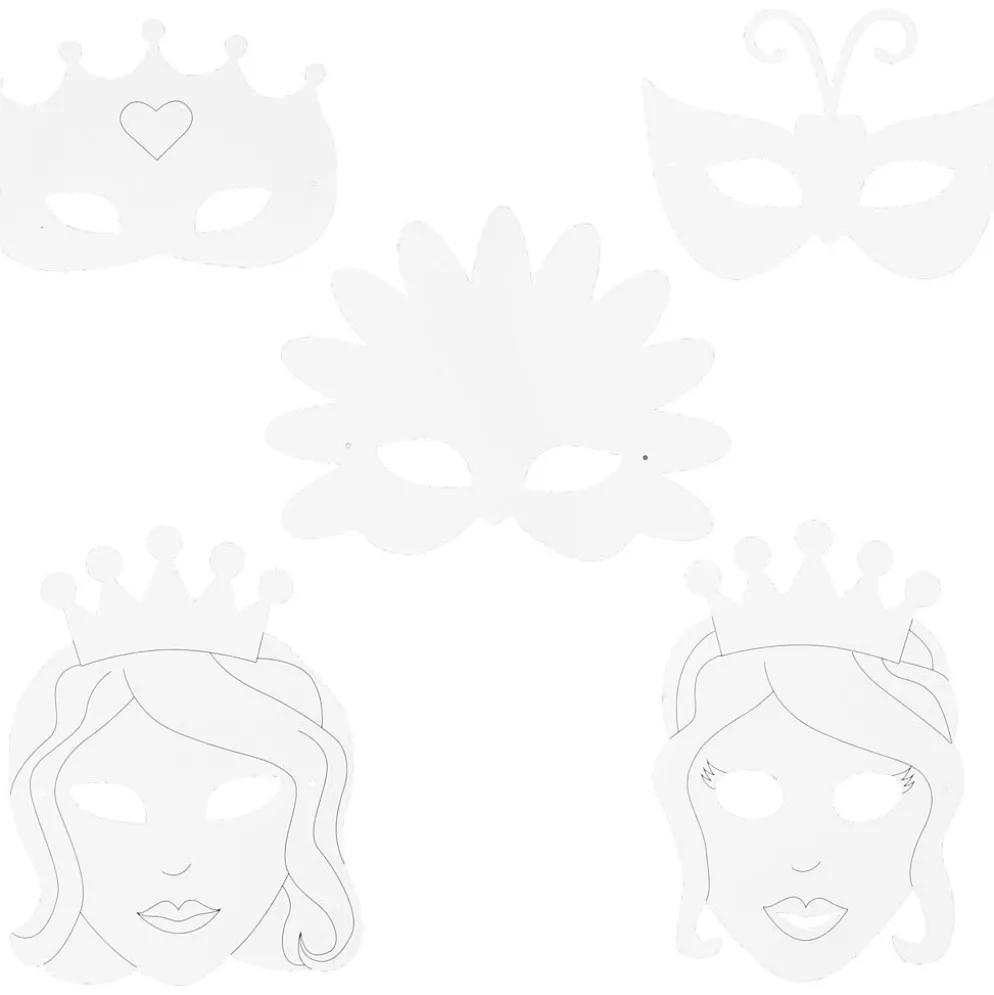 Äventyrmasker, H: 13,5-25 cm, B: 17-25 cm, 230 g, vit, 16 st./ 1 förp.