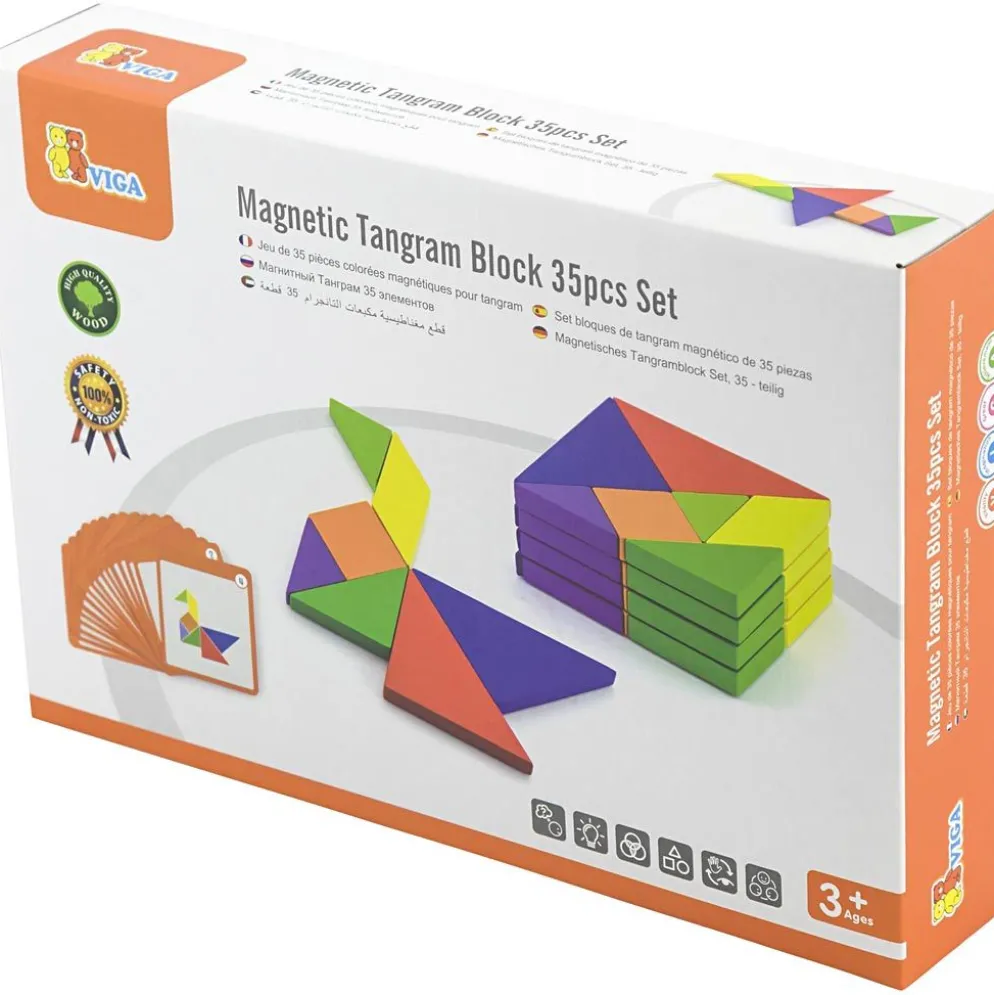 VIGA Magnetiskt Tangram-Spel, H: 1 cm, L: 10 cm, B: 10 cm, 35 delar/ 1 förp.