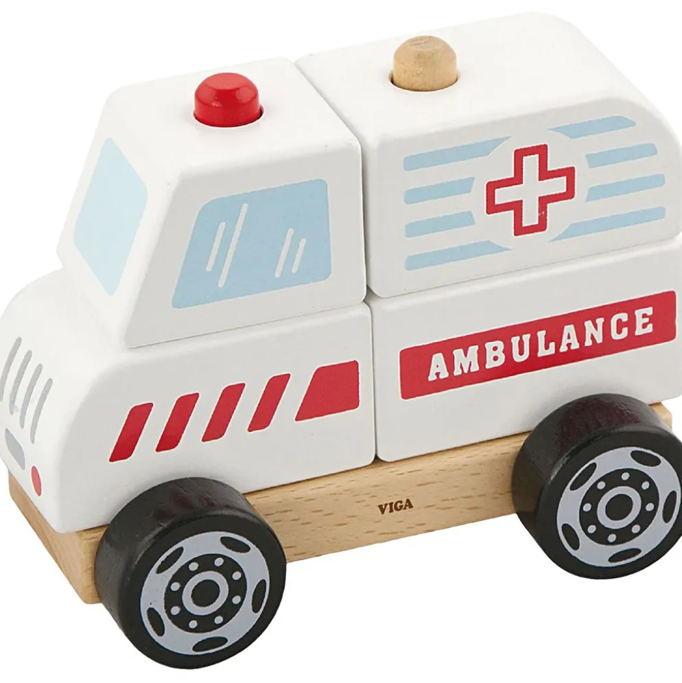 VIGA Stapel Ambulans i trä, Ambulans, stl. 13x10x8 cm, 1 st.