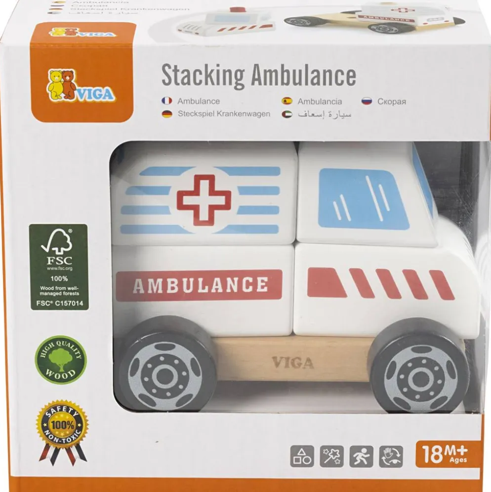 VIGA Stapel Ambulans i trä, Ambulans, stl. 13x10x8 cm, 1 st.