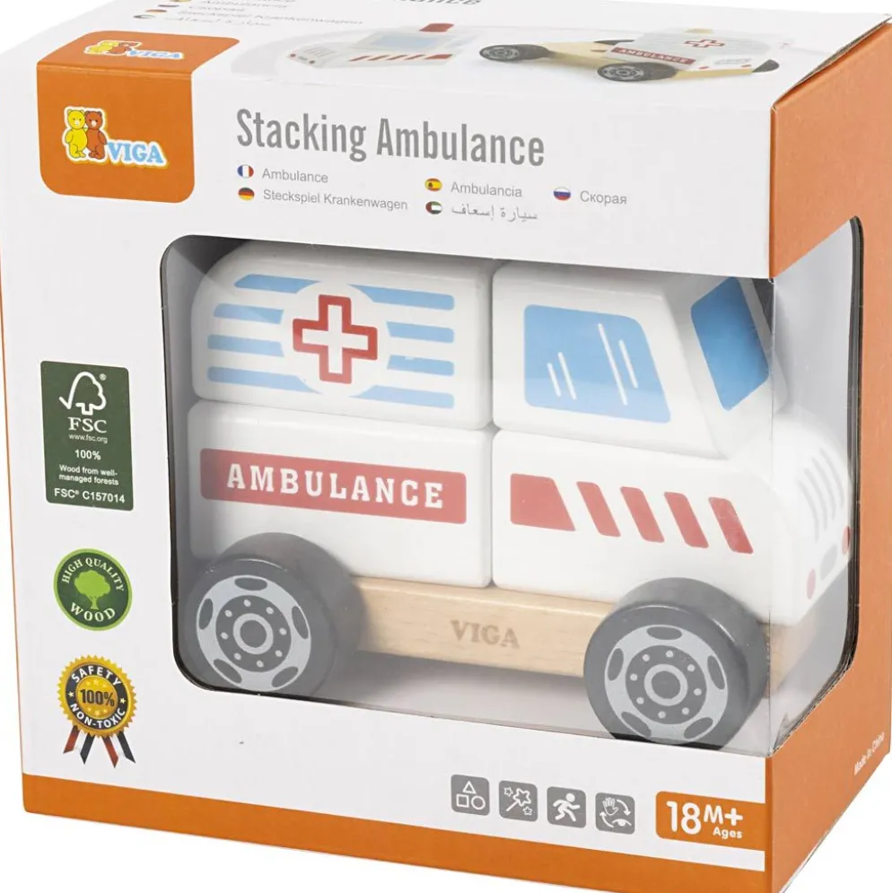 VIGA Stapel Ambulans i trä, Ambulans, stl. 13x10x8 cm, 1 st.