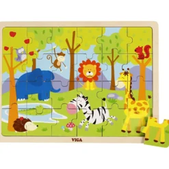 VIGA Träpussel, safaridjur, stl. 30x22,5 cm, 24 brickor, 1 st.