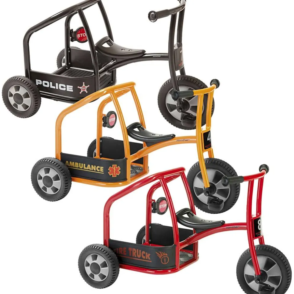 Winther räddningscyklar, Polis, ambulans och brandbil, H: 61 cm, L: 97 cm, B: 59 cm, 3 st./ 1 förp.